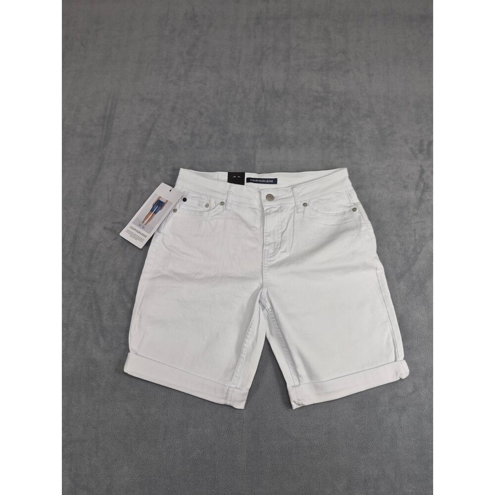 Calvin Klein Women White Denim Shorts Size 6 New With Tags